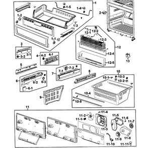 Freezer Diagram and Parts List for RF267AEWP XAA-0000 Samsung Refrigerator