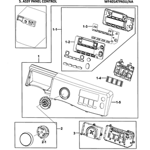 Control Panel Diagram and Parts List for WF405ATPASU AA-0000 Samsung Washer