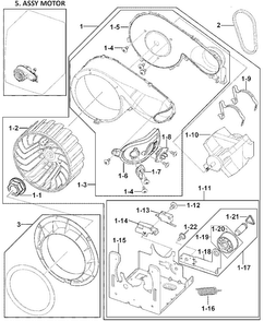 Motor Assy Diagram and Parts List for DV419AEU XAA-0000 Samsung Dryer