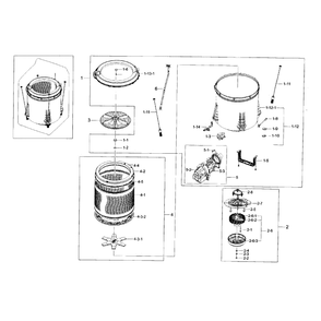 Tub Diagram and Parts List for WA48H7400AW A2-0000 Samsung Washer