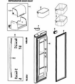 Right Door Diagram and Parts List for RF26VACWP XAA-00 Samsung Refrigerator