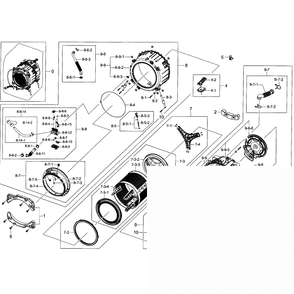 Tub And Drum Diagram and Parts List for WF42H5400AF A2-0000 Samsung Washer