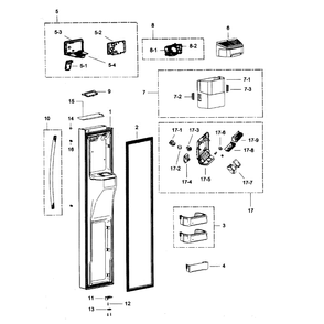 Part Location Diagram of DA97-12283C Samsung Dispenser Cover Assembly