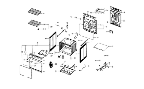 Main Asy Diagram and Parts List for NE59J3420SB AA-0002 Samsung Range