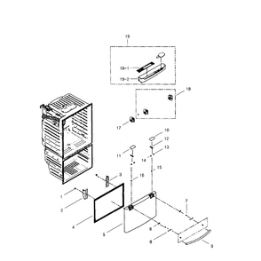 Freezer Door Diagram and Parts List for RFG296HDBP XAA-02 Samsung Refrigerator
