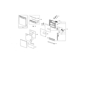 Door Assembly Diagram and Parts List for DW80K5050US AA-02 Samsung Dishwasher