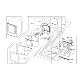 Front Frame / Door Diagram and Parts List for DV45H7000GP A3-01 Samsung Dryer