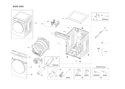 Part Location Diagram of DC93-00822B Samsung Main Wire Harness Assembly