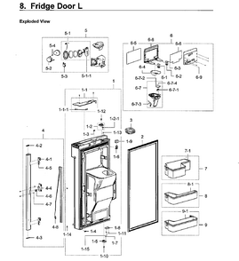 Fridge Door Lt Diagram and Parts List for RF28K9070SG AA-0001 Samsung Refrigerator