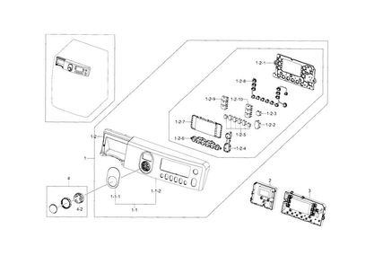 Control Panel Diagram and Parts List for WF448AAP XAA-0008 Samsung Washer