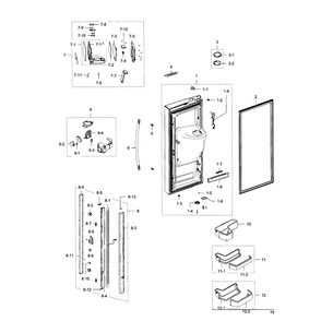 Fridge Door L Diagram and Parts List for RFG297HDWP XAA-01 Samsung Refrigerator
