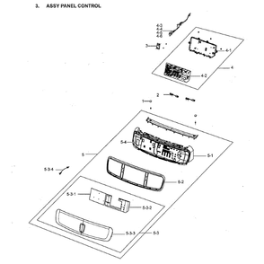 Control Panel Diagram and Parts List for DVE60M9900W A3-0000 Samsung Dryer