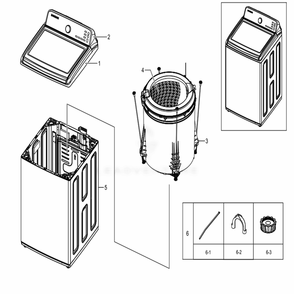 Main Diagram and Parts List for WA52M7750AW (A4)(0051) Samsung Washer