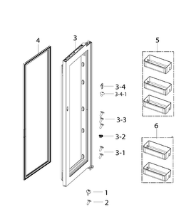 Door Fridge In Diagram and Parts List for RH25H5611BC AA-0001 Samsung Refrigerator