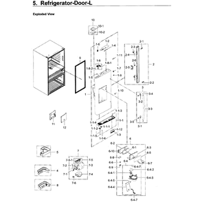 Fridge Door L Diagram and Parts List for RF22KREDBSG AA-03 Samsung Refrigerator