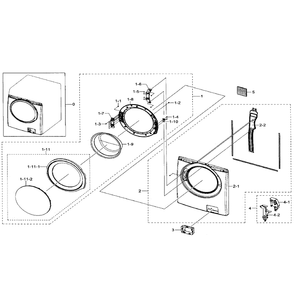 Frame Front And Door Diagram and Parts List for WF330ANW XAA-03 Samsung Washer