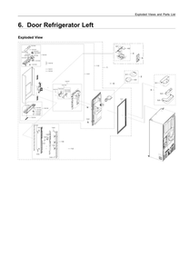 Left Refrigerator Door Parts Diagram and Parts List for RF22R7551SR AA-00 Samsung Refrigerator