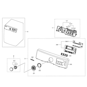 Control Panel Diagram and Parts List for DV395ETPASU A1-0000 Samsung Dryer
