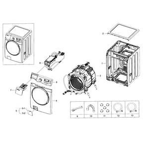 Main Assembly Diagram and Parts List for WF393BTPARA A2-0000 Samsung Washer