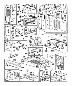 Refrigerator Diagram and Parts List for RF266AZRS XAA-0000 Samsung Refrigerator
