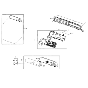 Control Panel Diagram and Parts List for DV48H7400GW A2-0000 Samsung Dryer