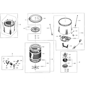 Tub Assy Diagram and Parts List for WA422PRHDWR AA-0000 Samsung Washer