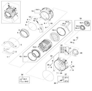 Tub & Drum Diagram and Parts List for WF220ANW XAA-0001 Samsung Washer