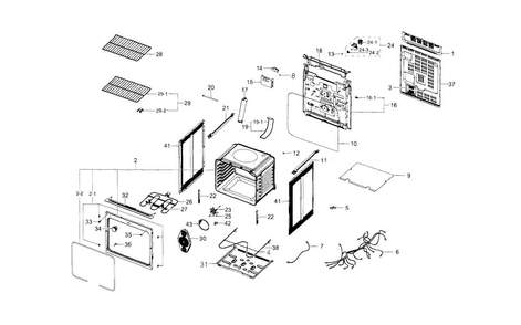 Main Assy Diagram and Parts List for NE595R0ABWW AA-0001 Samsung Range