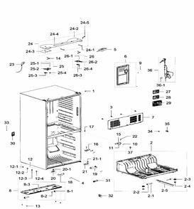 Cabinet Diagram and Parts List for RF32FMQDBSR AA-0008 Samsung Refrigerator