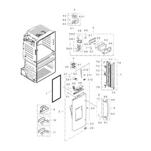 Fridge Door L Diagram and Parts List for RF28HMELBSR AA-01 Samsung Refrigerator