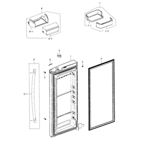 Fridge Door R Diagram and Parts List for RFG237AAWP XAA-02 Samsung Refrigerator