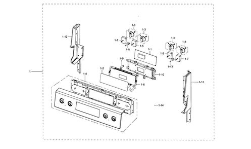 Control Diagram and Parts List for NE59J3420SW AA-0002 Samsung Range