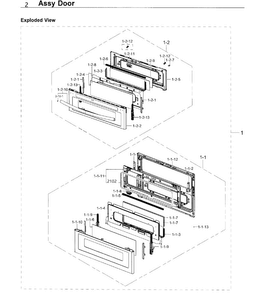 Door Diagram and Parts List for NX58K7850SG AA-0000 Samsung Range