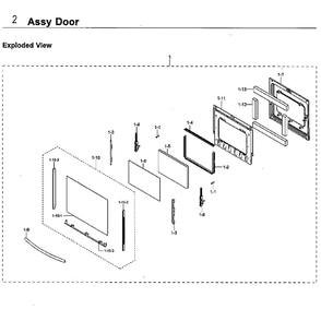 Door Diagram and Parts List for NE59M4320SG AA-0000 Samsung Microwave Oven Combo