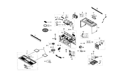 Main Assy Diagram and Parts List for ME17H703SHS AA-0001 Samsung Microwave