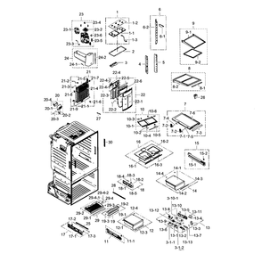 Fridge Diagram and Parts List for RF323TEDBBC AA-04 Samsung Refrigerator