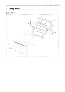 Door Assembly Diagram and Parts List for NX58M6650WS AA-00 Samsung Range