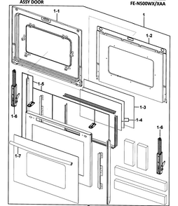 Door Assy Diagram and Parts List for FE-N500WX XAA-00 Samsung Range