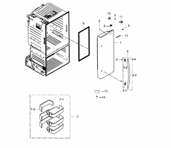 Door Right Diagram and Parts List for RF263TEAEBC AA-0003 Samsung Refrigerator