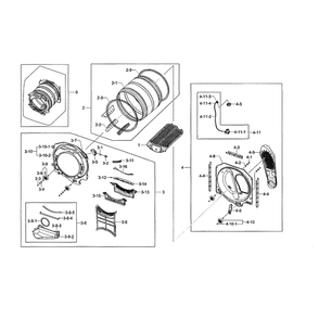 Drum Assembly Diagram and Parts List for DV501AEW XAA-00 Samsung Dryer