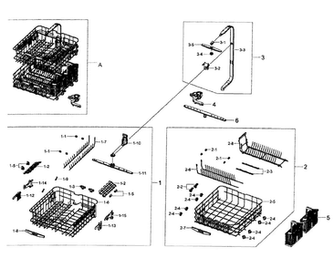 Wash Assy Diagram and Parts List for DW80F800UWS AA-0001 Samsung Dishwasher