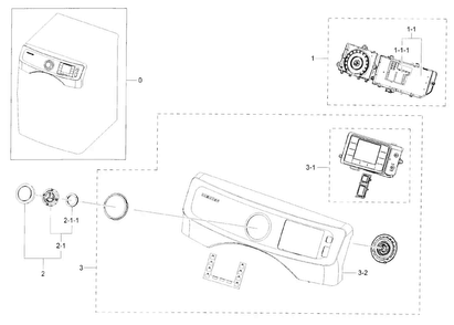 Control Panel Diagram and Parts List for DV42H5400EF A3-0000 Samsung Dryer