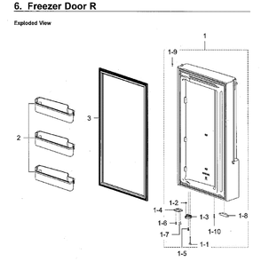 Freezer Door Rt Diagram and Parts List for RF22M9581SG AA-0000 Samsung Refrigerator