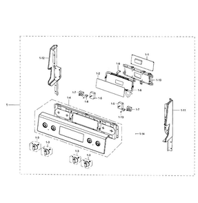 Control Panel Diagram and Parts List for NE59J3420SB AA-0002 Samsung Range