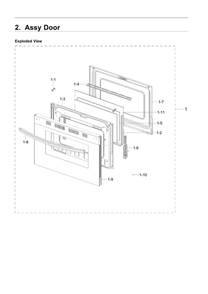 Door Assembly Diagram and Parts List for NX58R4311SS AA-00 Samsung Range