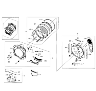 Drum Diagram and Parts List for DV331AER XAA-0002 Samsung Dryer