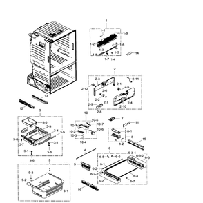 Freezer Diagram and Parts List for RF30HDEDTSR AA-06 Samsung Refrigerator