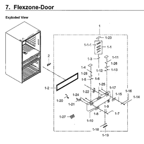 Flexzone Door Diagram and Parts List for RF30KMEDBSR AA-03 Samsung Refrigerator