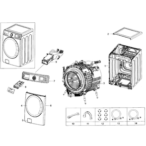 Main Assembly Diagram and Parts List for WF56H9100AW A2-0001 Samsung Washer