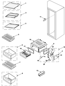 Refrigerator Shelves Diagram and Parts List for RH2777AT XAA Samsung Refrigerator